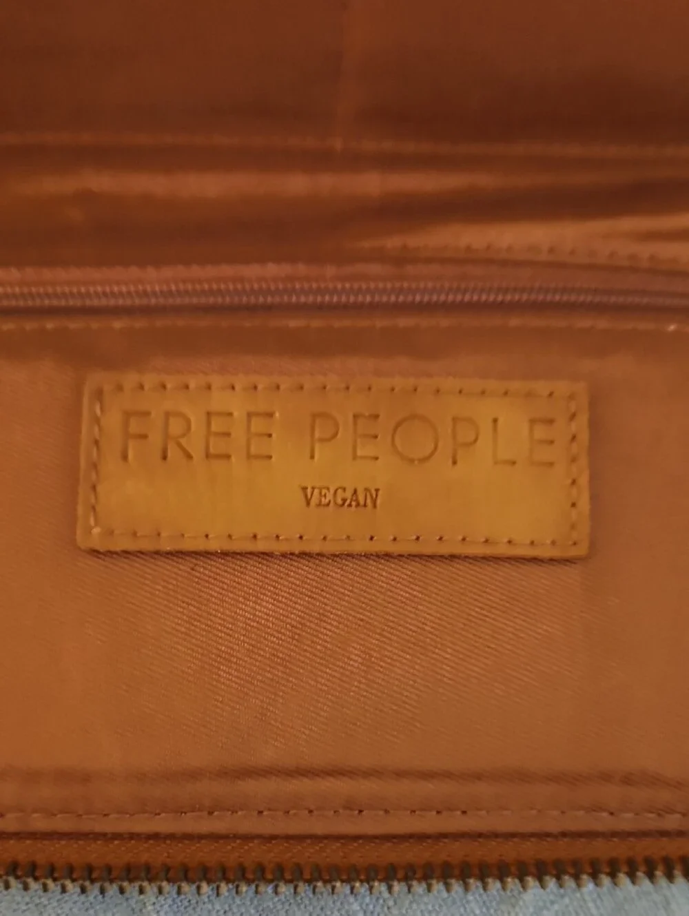 Free People Cognac Studded Wristlet Clutch Vegan Leather